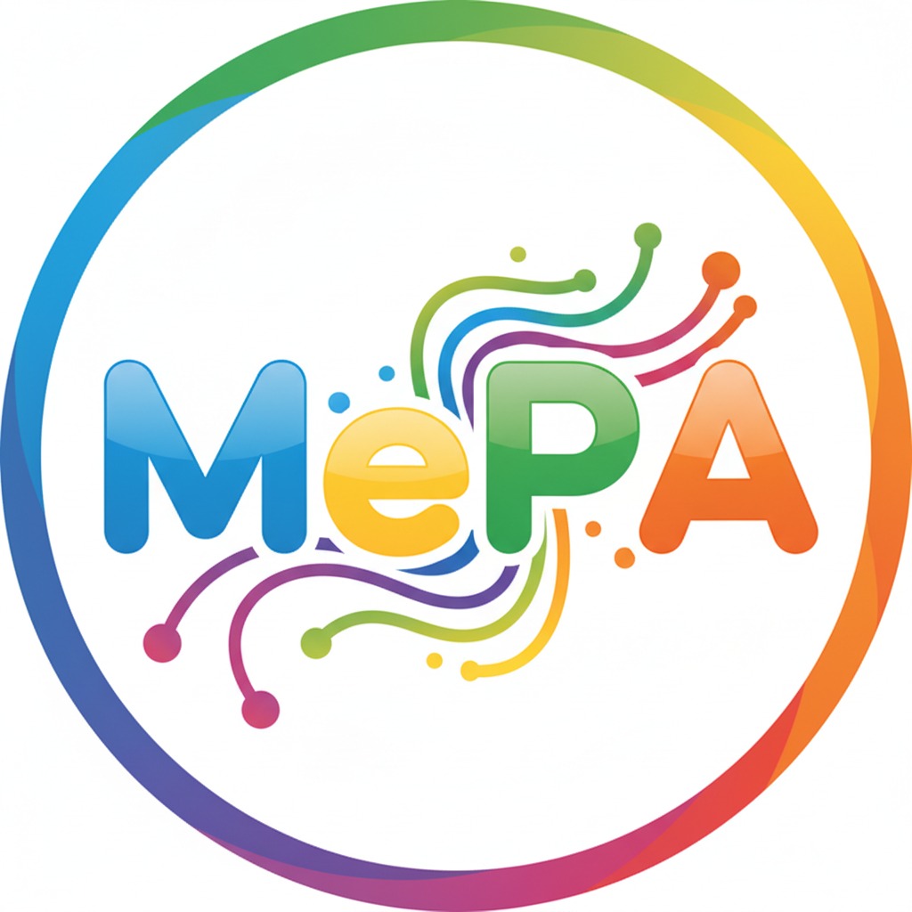 Logo colorato con la scritta MePA racchiuso in una cornice circolare multicolore.